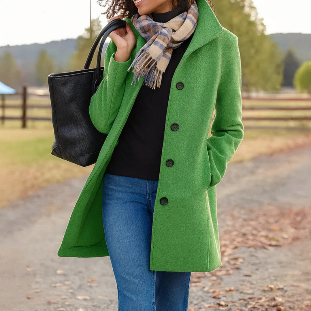 Collared Button Front Long Coat