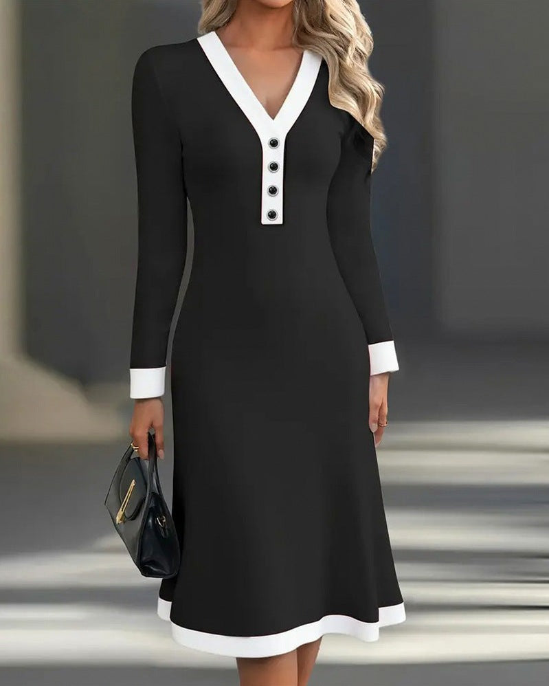 Collared Button Front Midi Dress