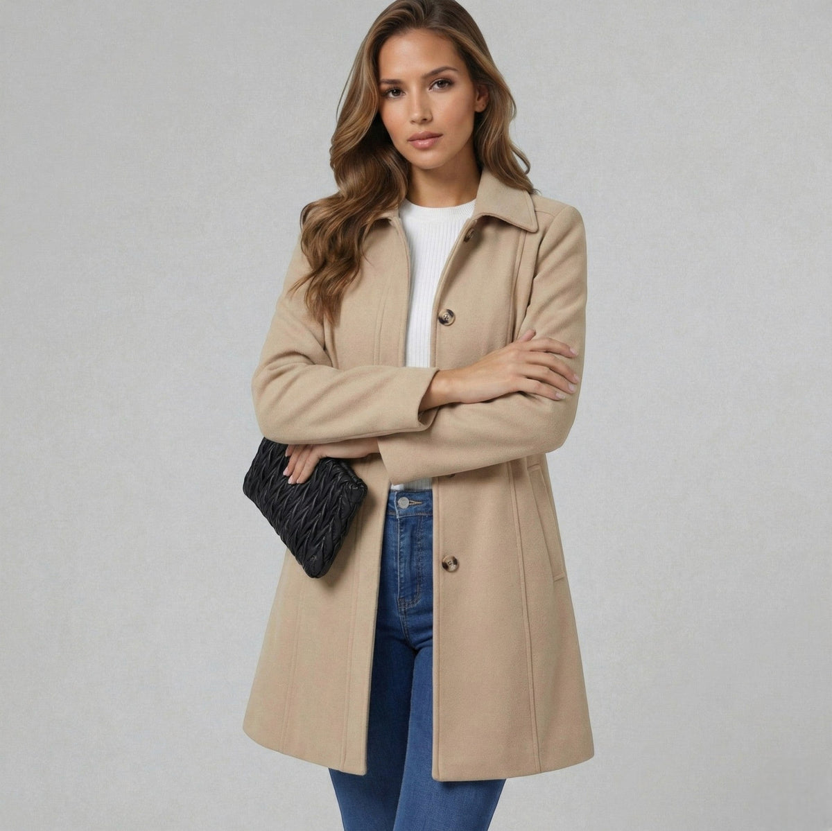 Fitted Collared Button Front Coat