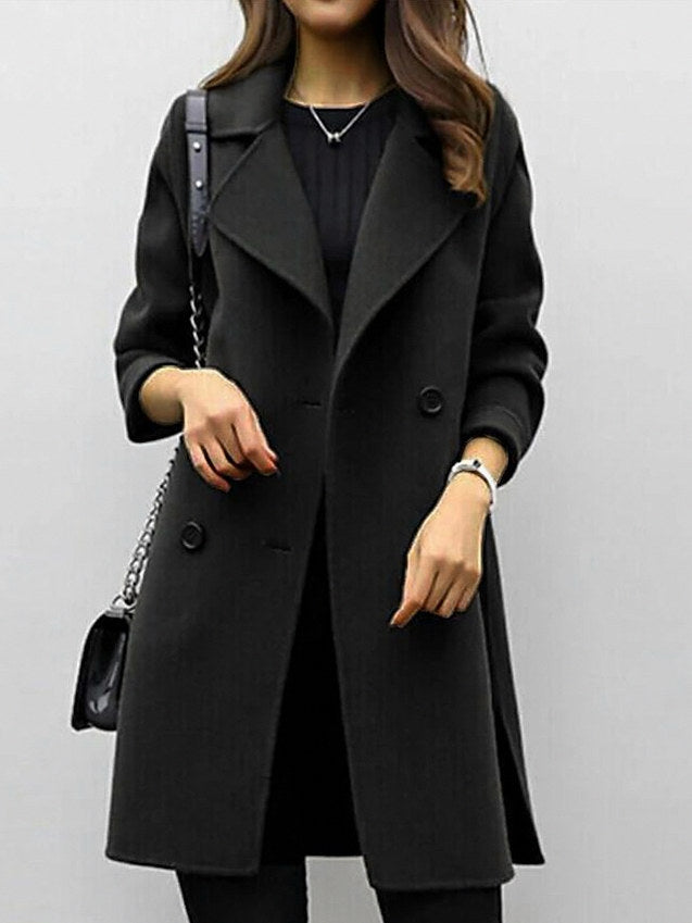 Lapel Button Front Trench Coat