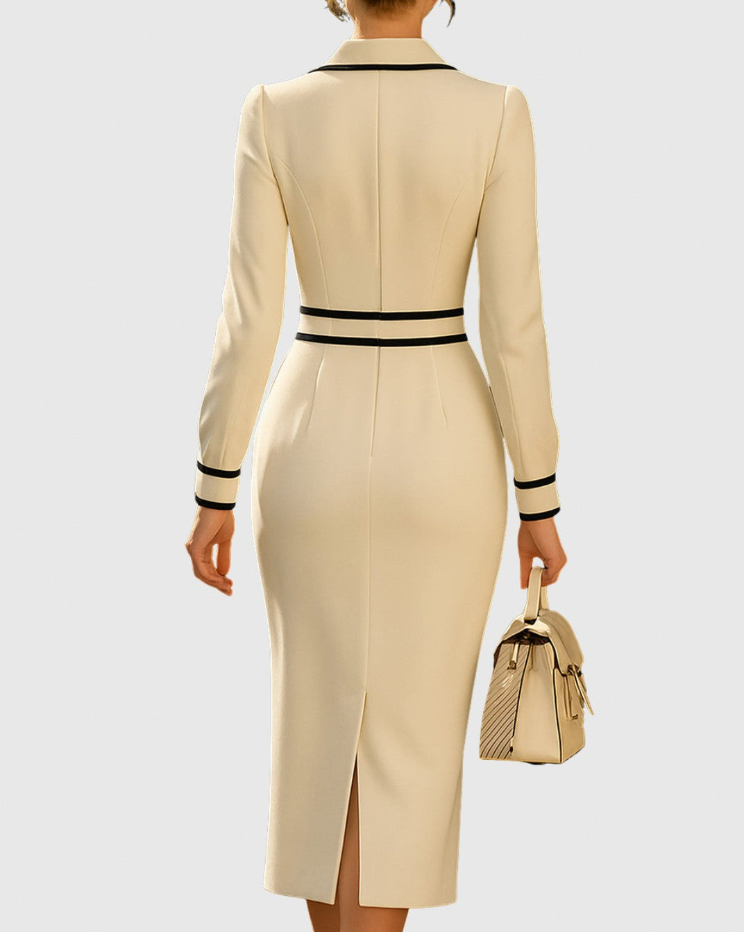 Long Sleeve Collared Midi Shirt Dress