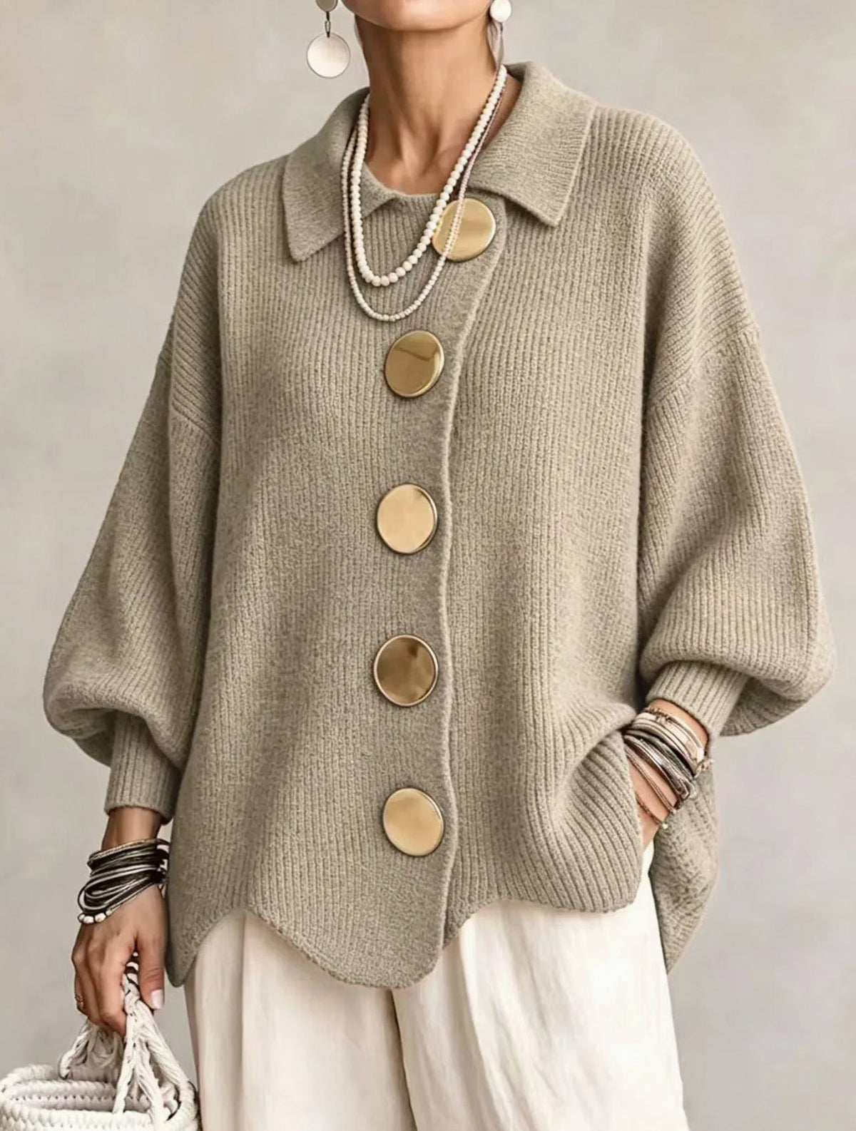 Ribbed Knit Button Cardigan