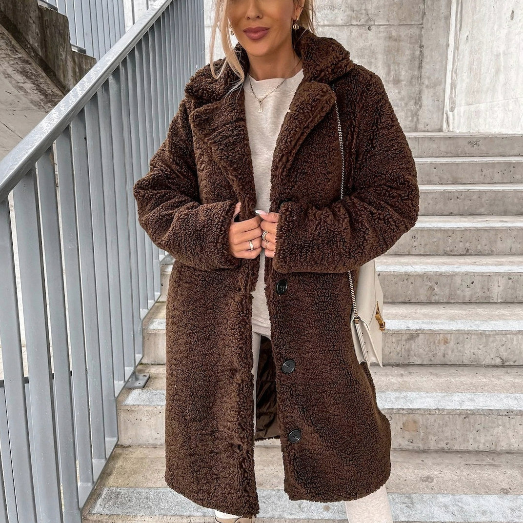 Sherpa Collared Button Front Coat