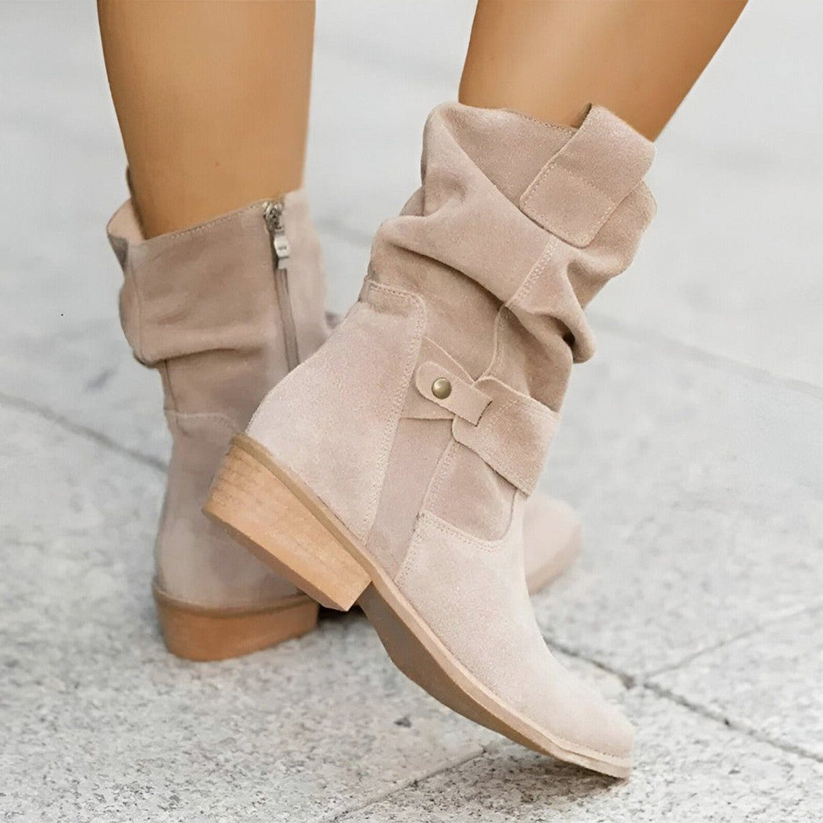 Suede Slouch Mid Calf Boots