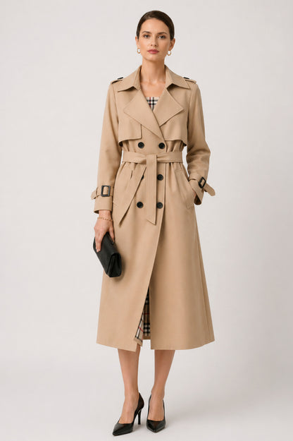 Belted Double Breasted Trench Coat