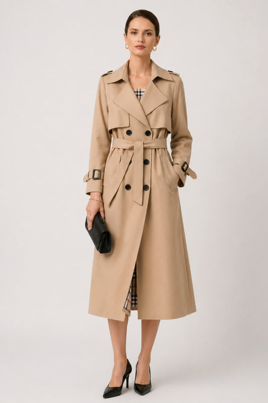Belted Double Breasted Trench Coat