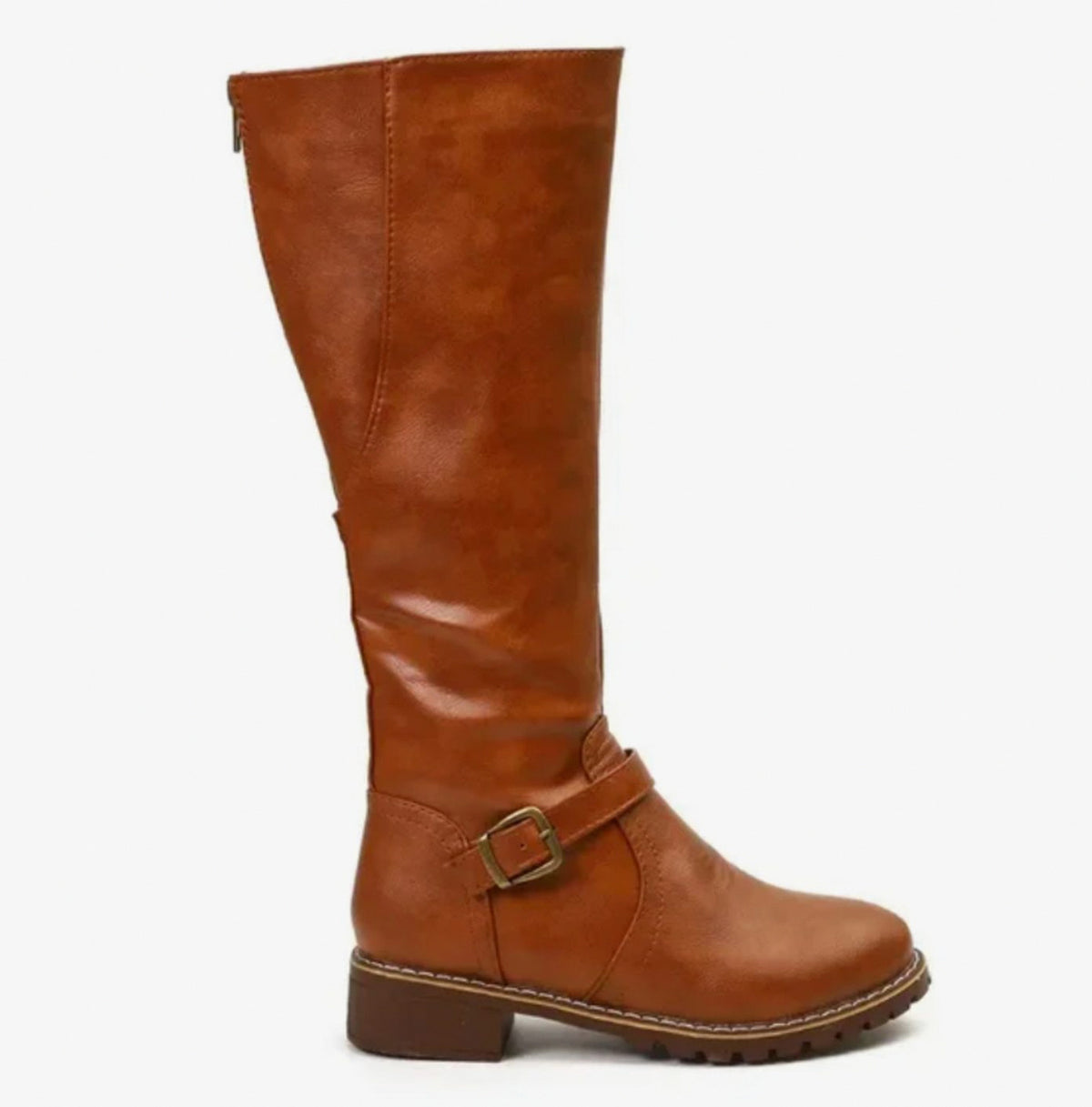 Buckle Strap Low Heel Riding Boots