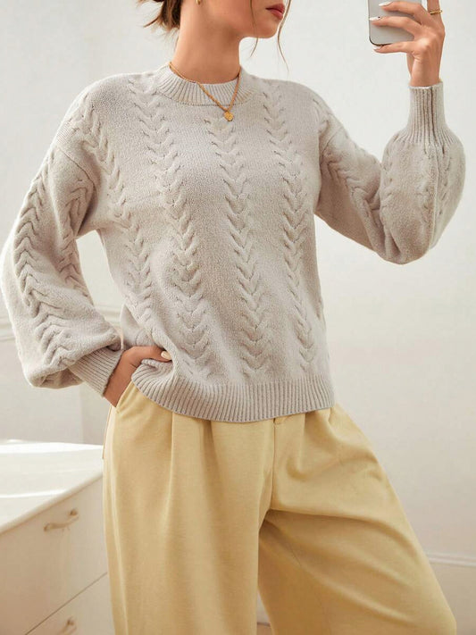 Cable Knit Balloon Sleeve Sweater