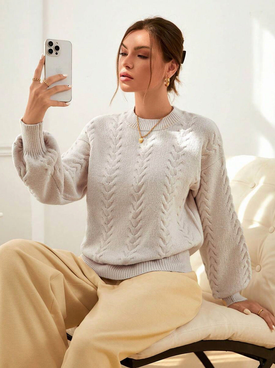 Cable Knit Balloon Sleeve Sweater
