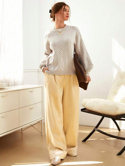 Cable Knit Balloon Sleeve Sweater