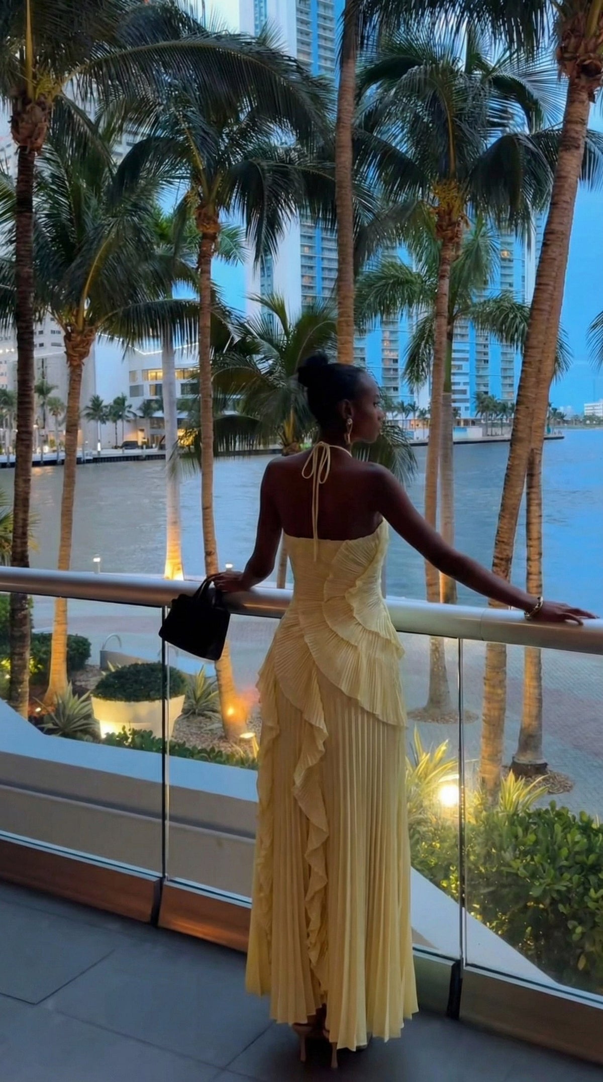 Chiffon Pleated Halter Maxi Dress
