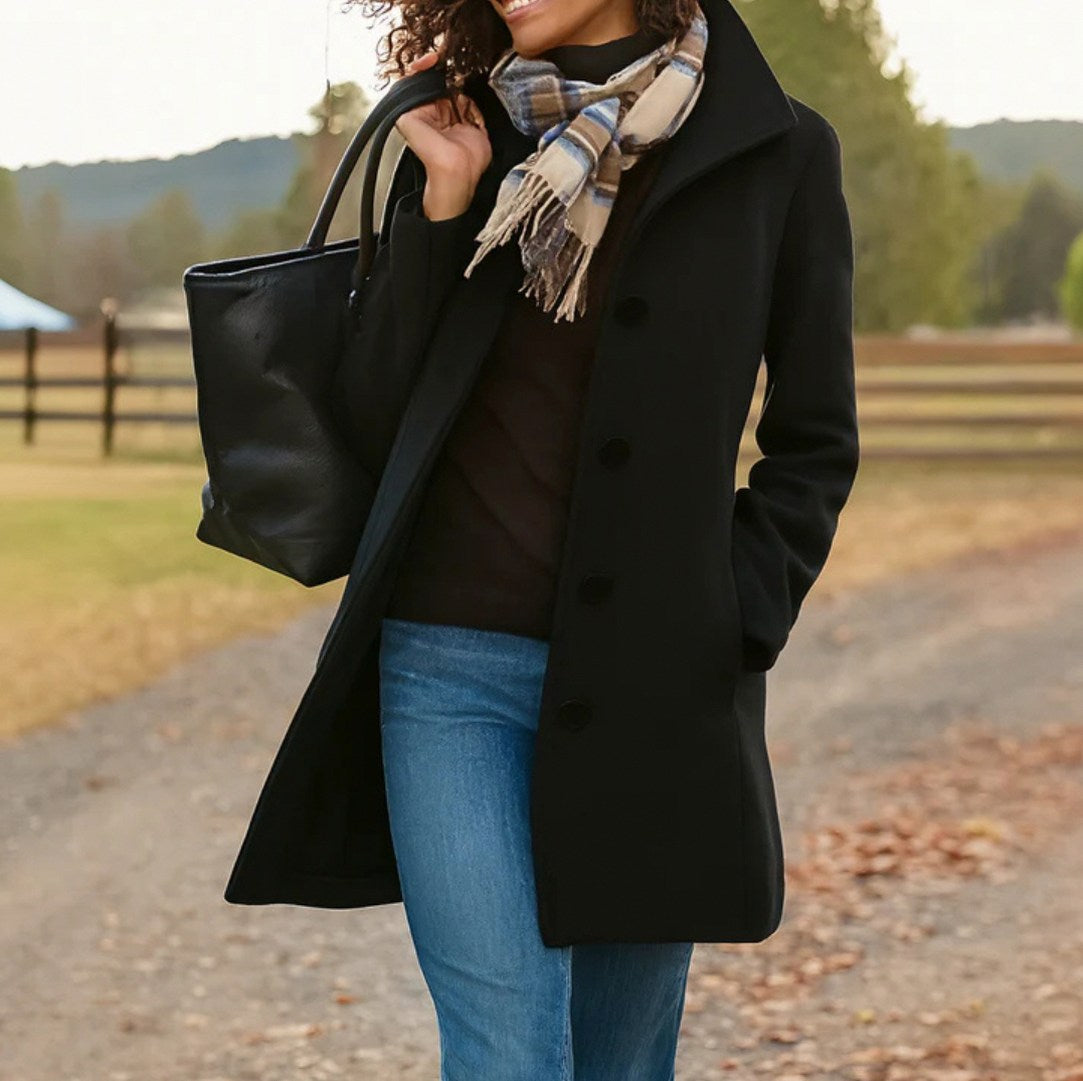 Collared Button Front Long Coat