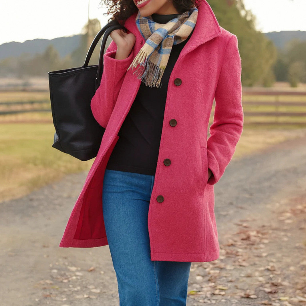 Collared Button Front Long Coat