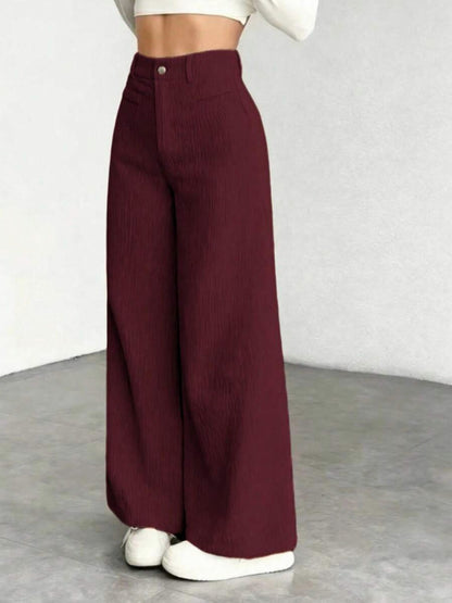 Corduroy High Waist Wide Leg Pants