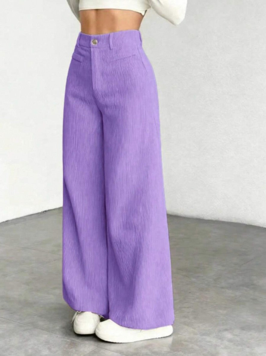 Corduroy High Waist Wide Leg Pants