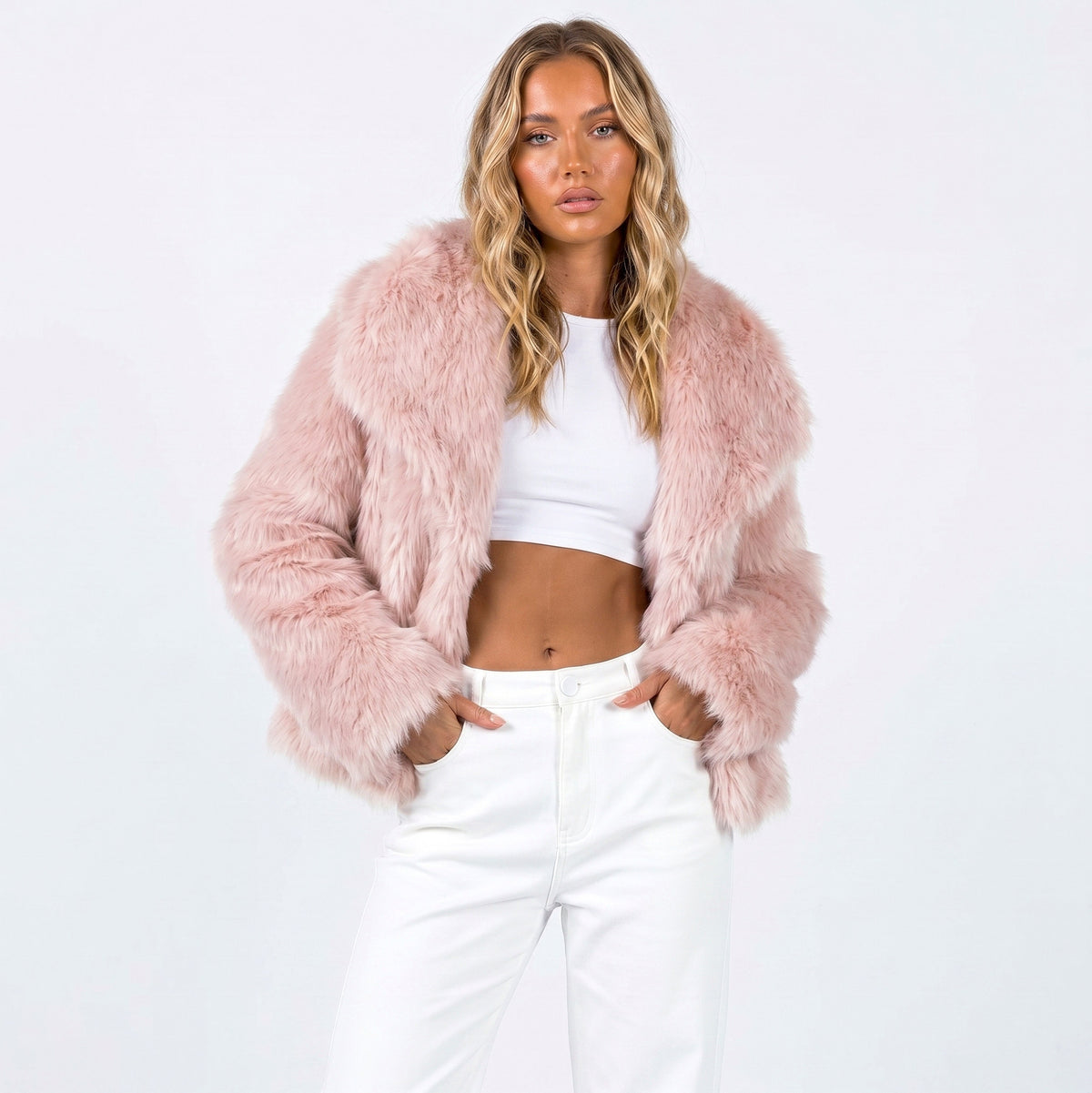 Cropped Long Sleeve Collared Jacket