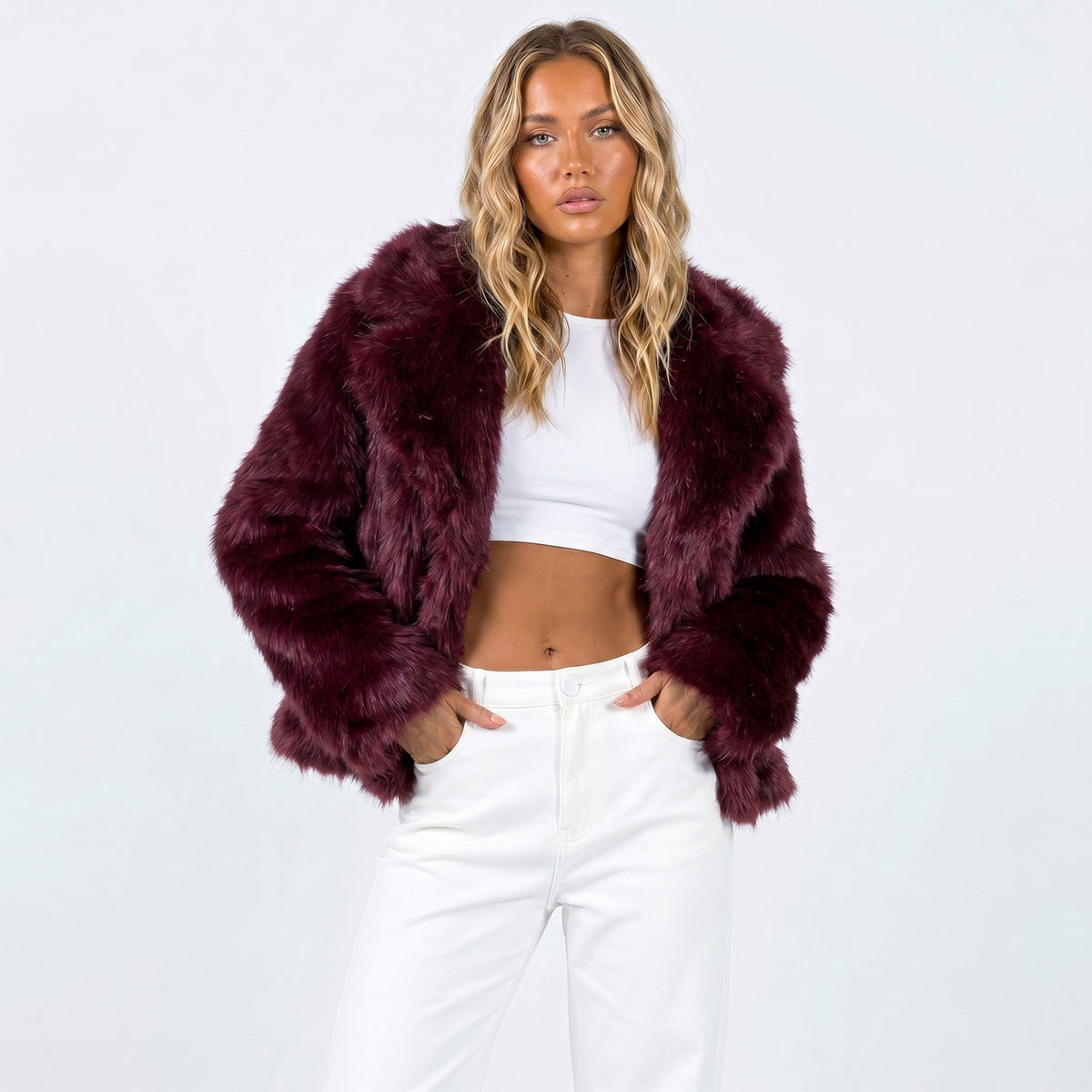 Cropped Long Sleeve Collared Jacket
