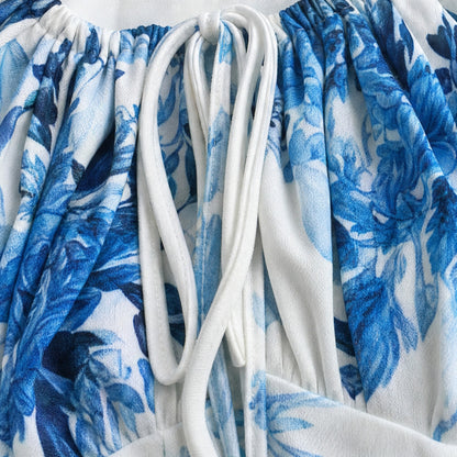 Floral Square Neck Long Sleeve Maxi Dress
