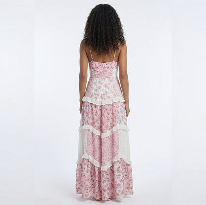 Floral Sweetheart Tiered Maxi Dress