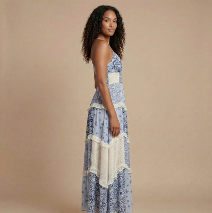 Floral Sweetheart Tiered Maxi Dress