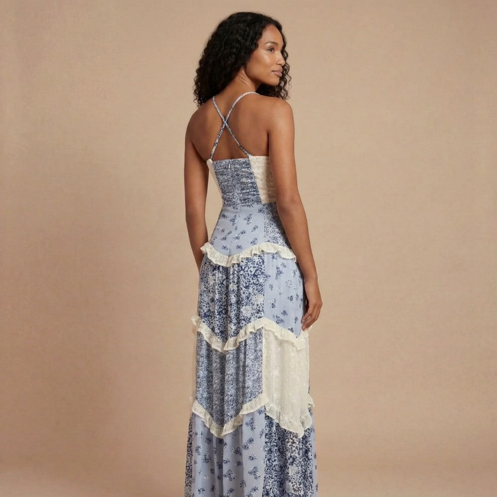 Floral Sweetheart Tiered Maxi Dress
