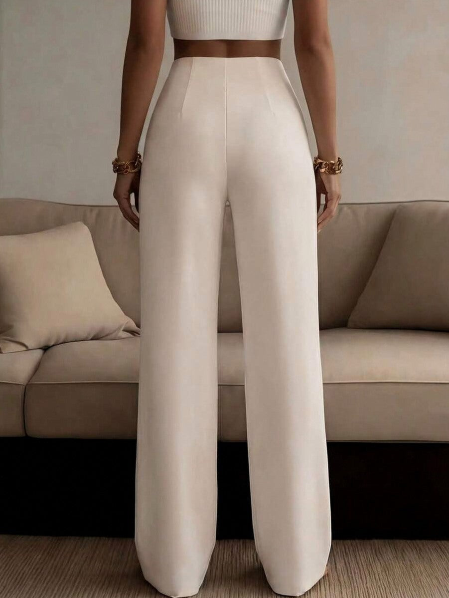 High Waisted Pleated Wide Leg Pants