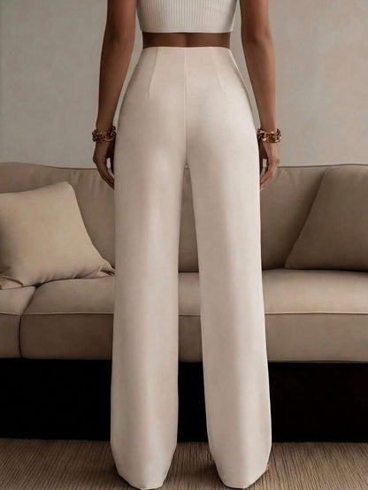 High Waisted Pleated Wide Leg Pants