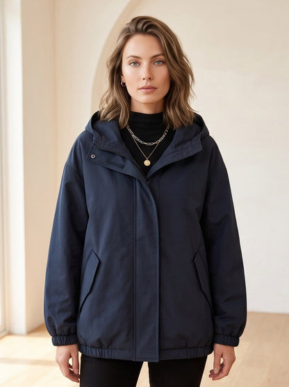 Hooded Relaxed Zip Front Jacket