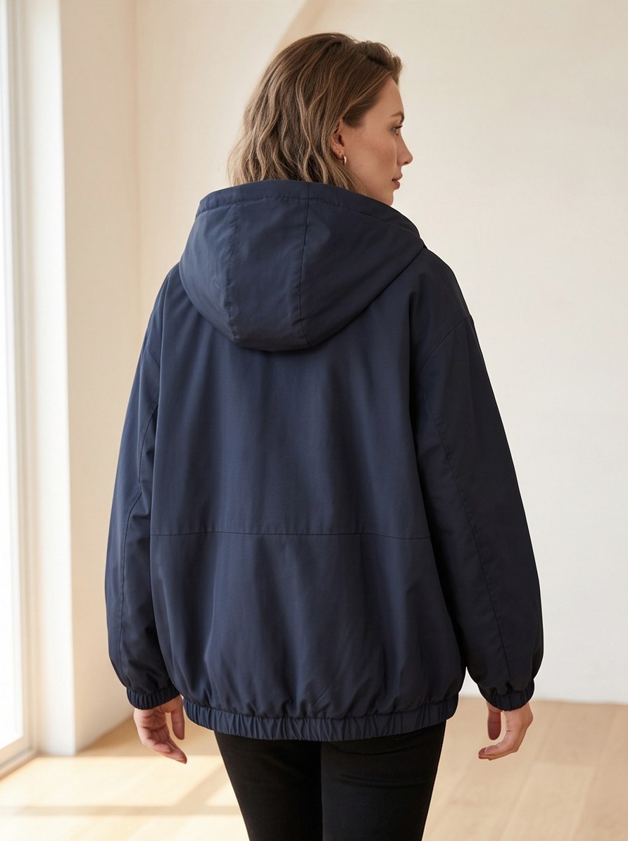 Hooded Relaxed Zip Front Jacket