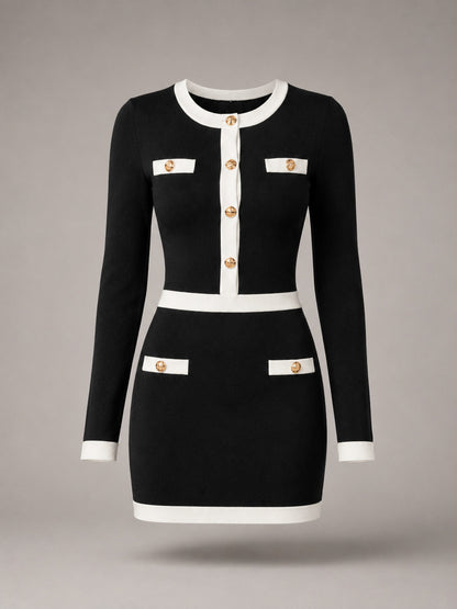 Knit Button Front Sweater Dress