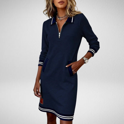 Knit Half Zip Collared Mini Dress