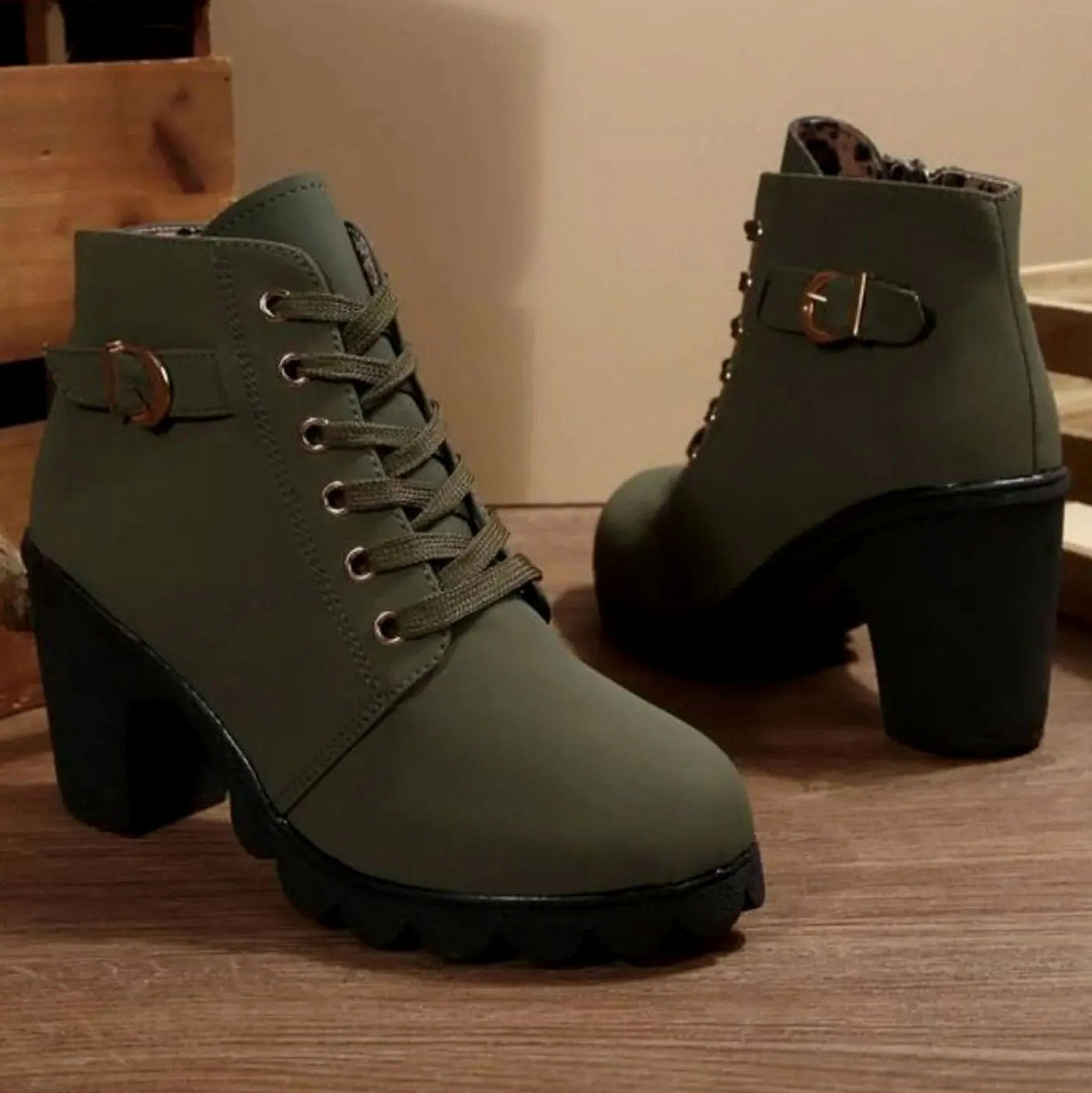 Lace Up Lug Sole Ankle Boots