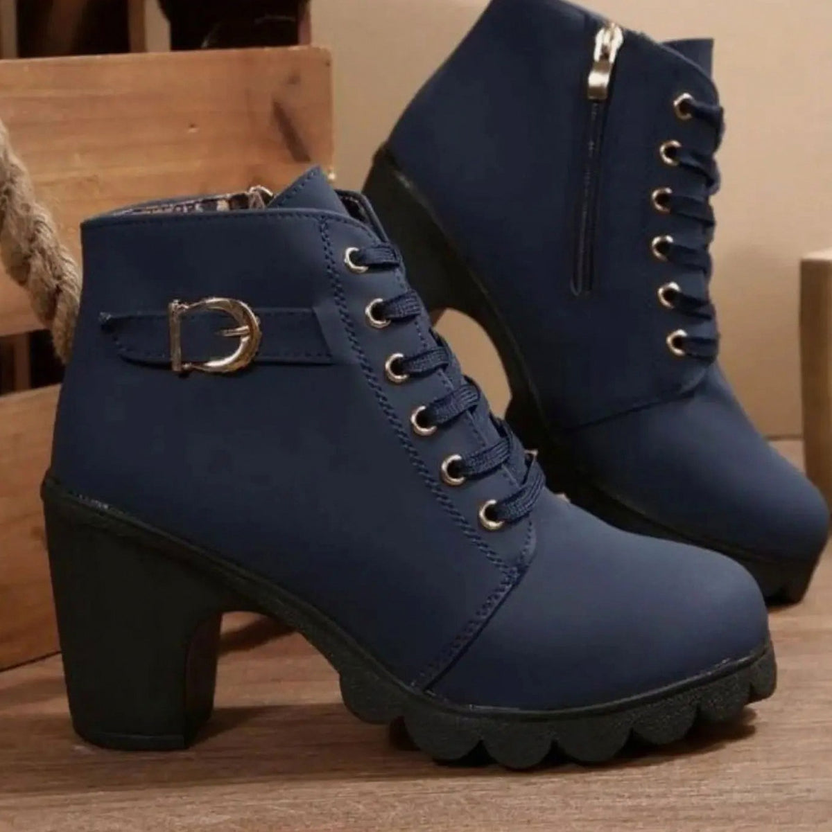 Lace Up Lug Sole Ankle Boots