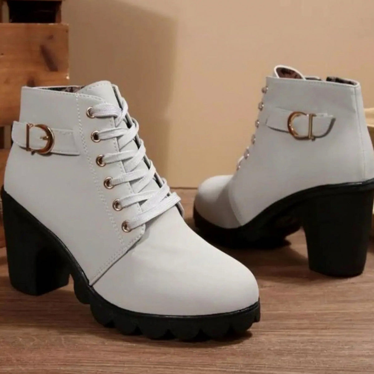 Lace Up Lug Sole Ankle Boots
