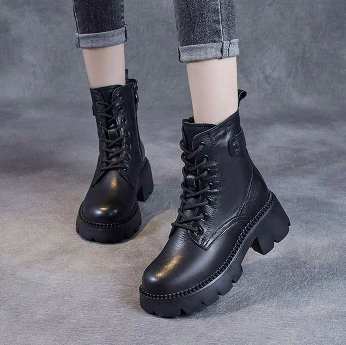 Lug Sole Combat Ankle Boots