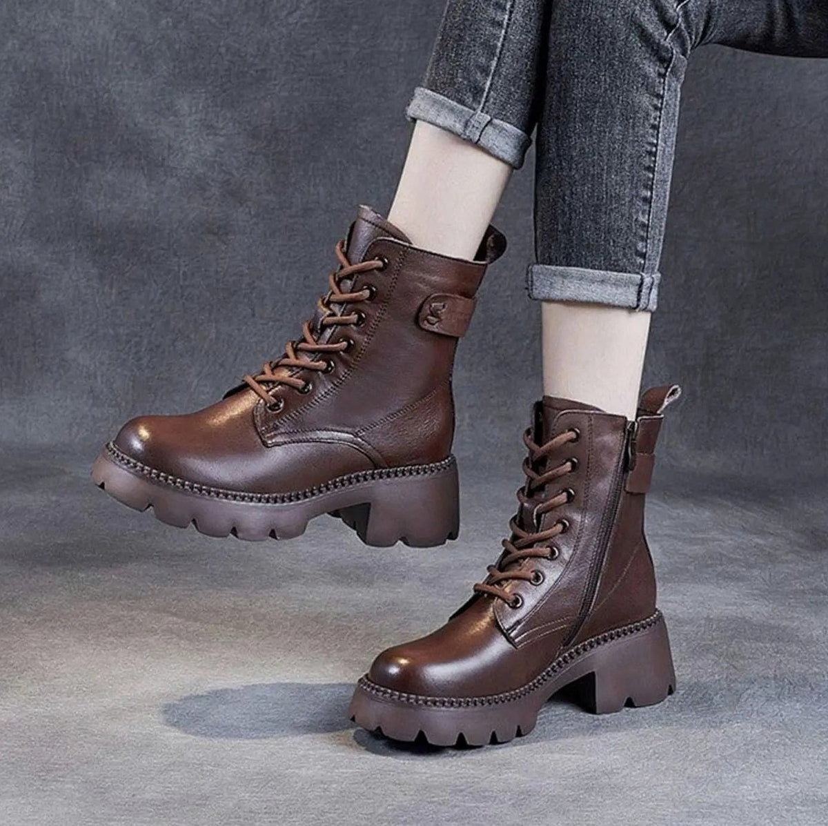 Lug Sole Combat Ankle Boots