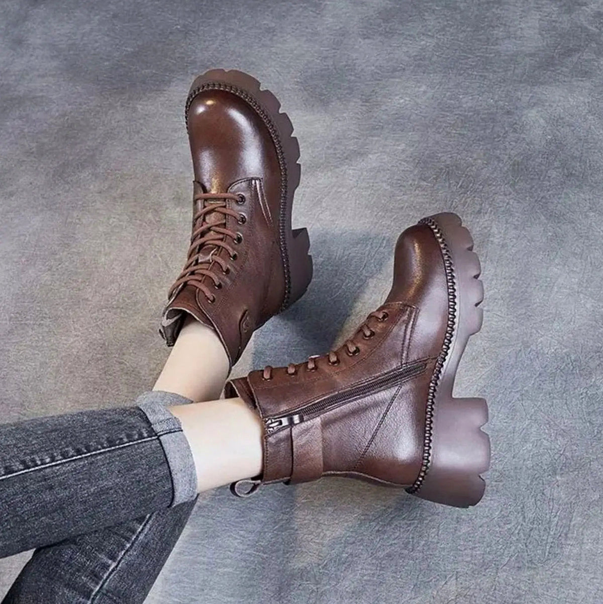 Lug Sole Combat Ankle Boots