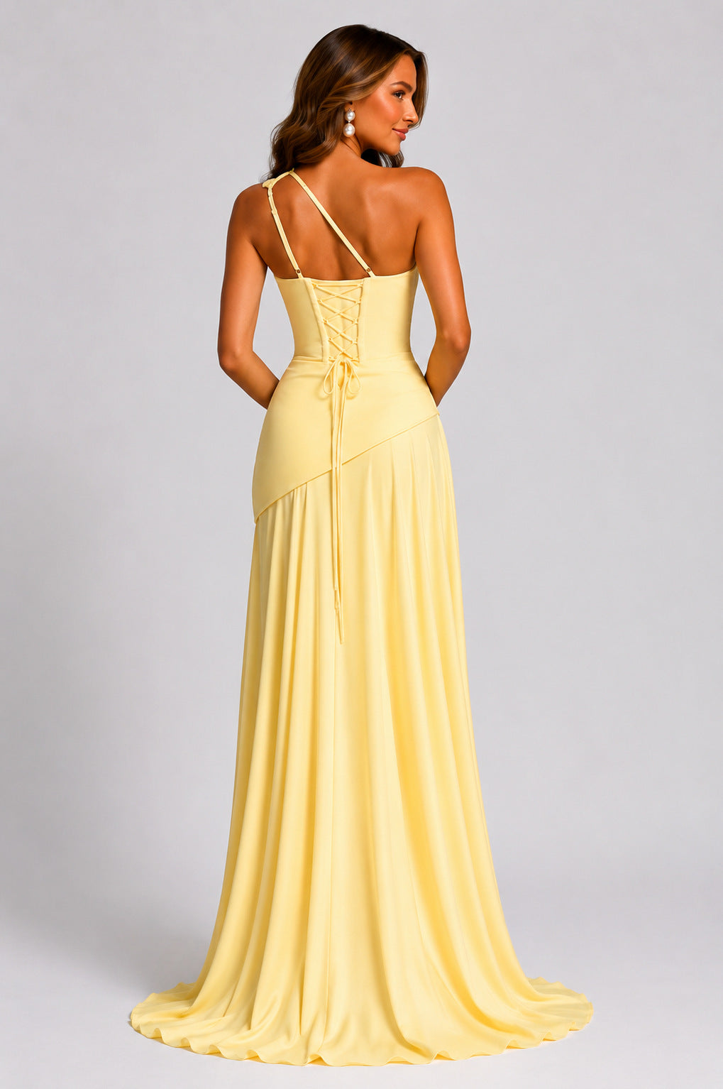 One Shoulder Ruched Maxi Dress