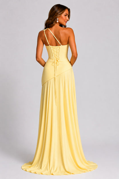 One Shoulder Ruched Maxi Dress