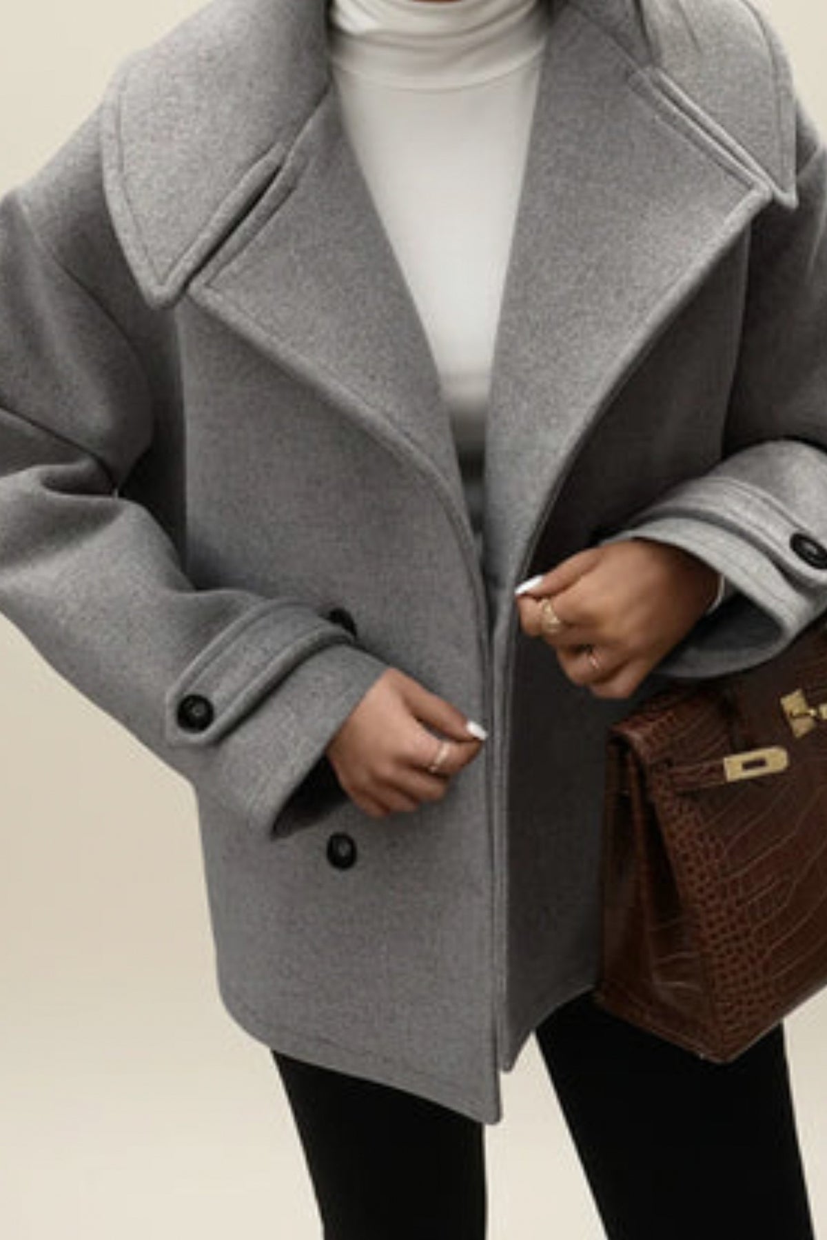Oversized Collared Peacoat Jacket