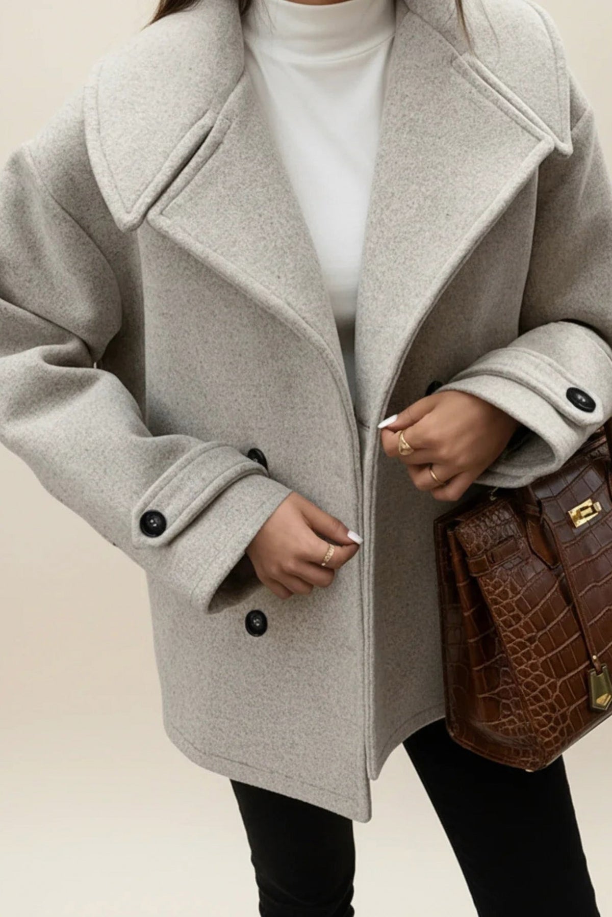 Oversized Collared Peacoat Jacket