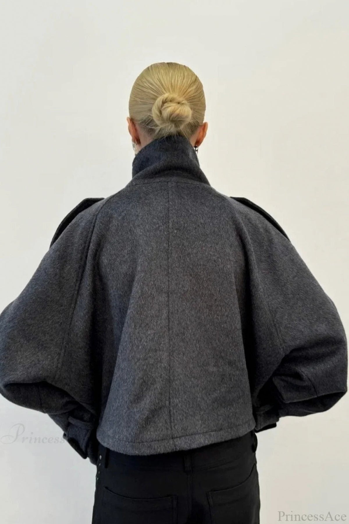 Oversized Mock Neck Button Jacket