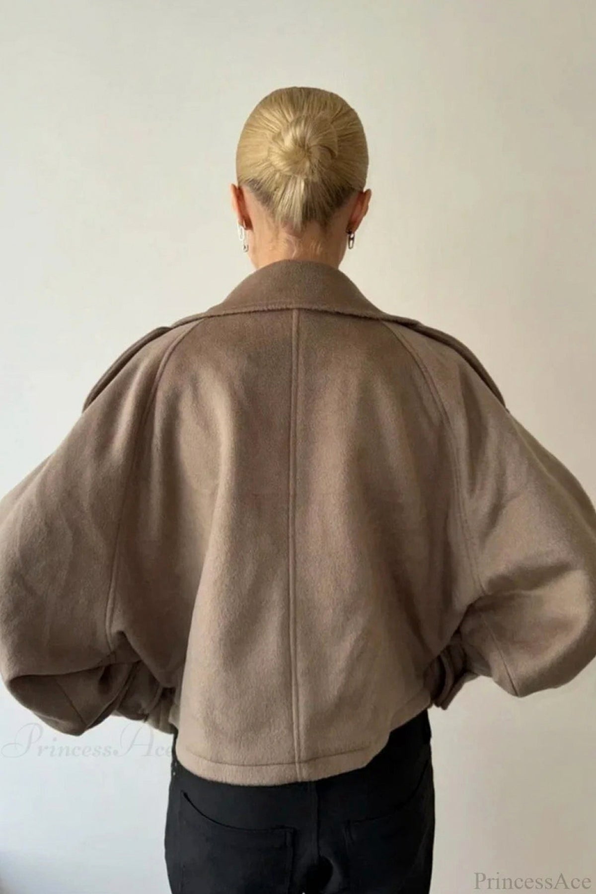 Oversized Mock Neck Button Jacket