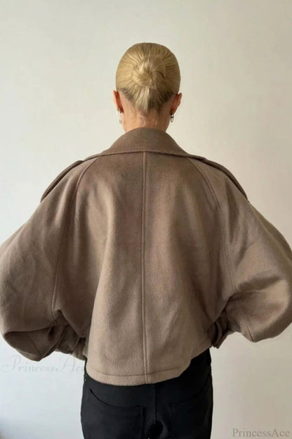 Oversized Mock Neck Button Jacket