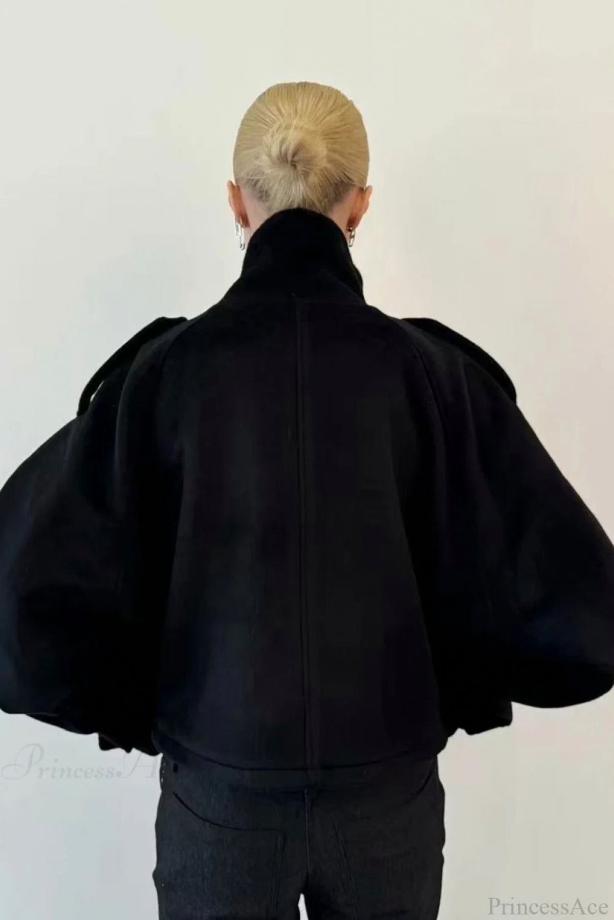 Oversized Mock Neck Button Jacket