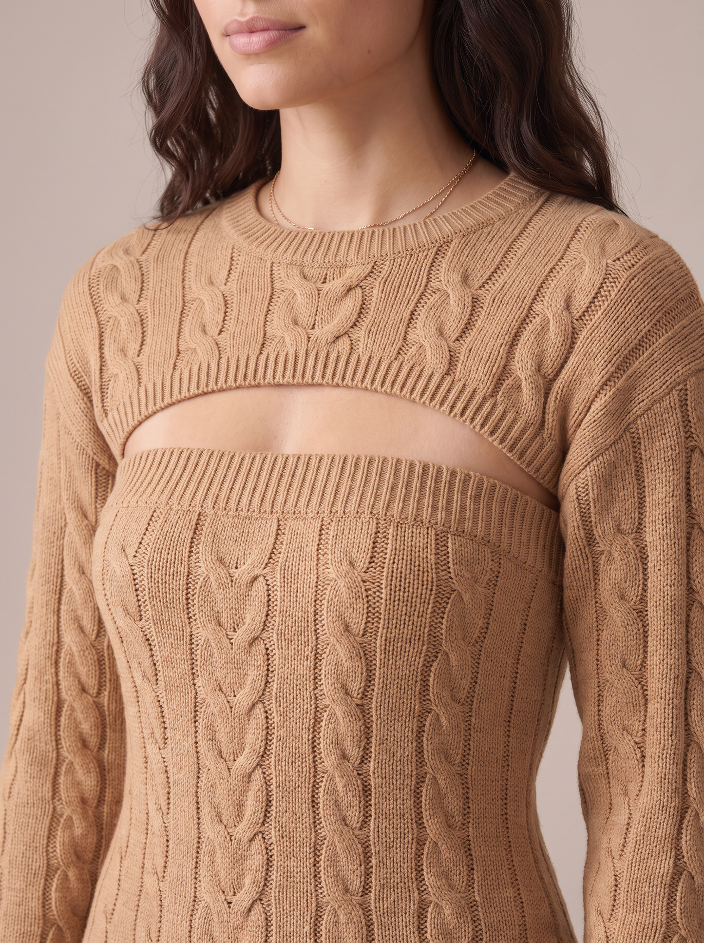 IBIANCO Sienna chest cutout and twisted cable knit detail