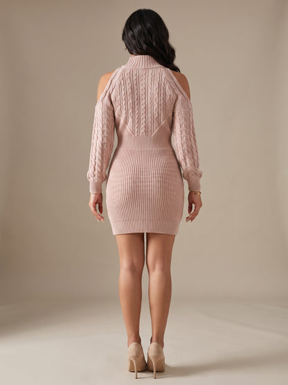 IBIANCO Elena blush cold-shoulder knit dress, back view