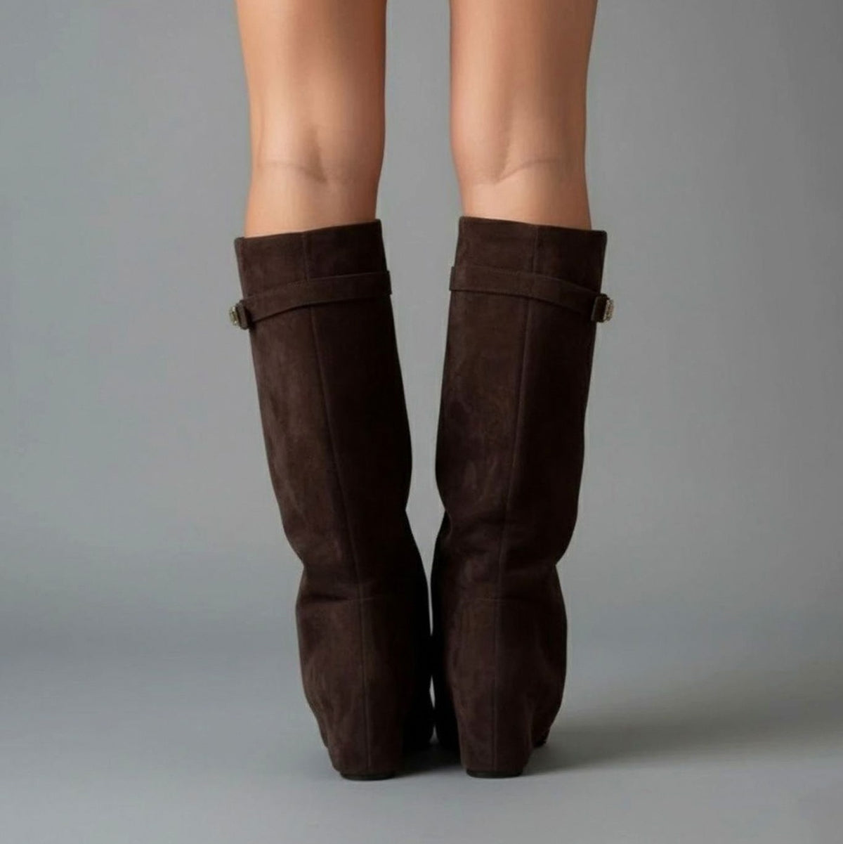 Pointed Toe Fold Over Knee High Boots