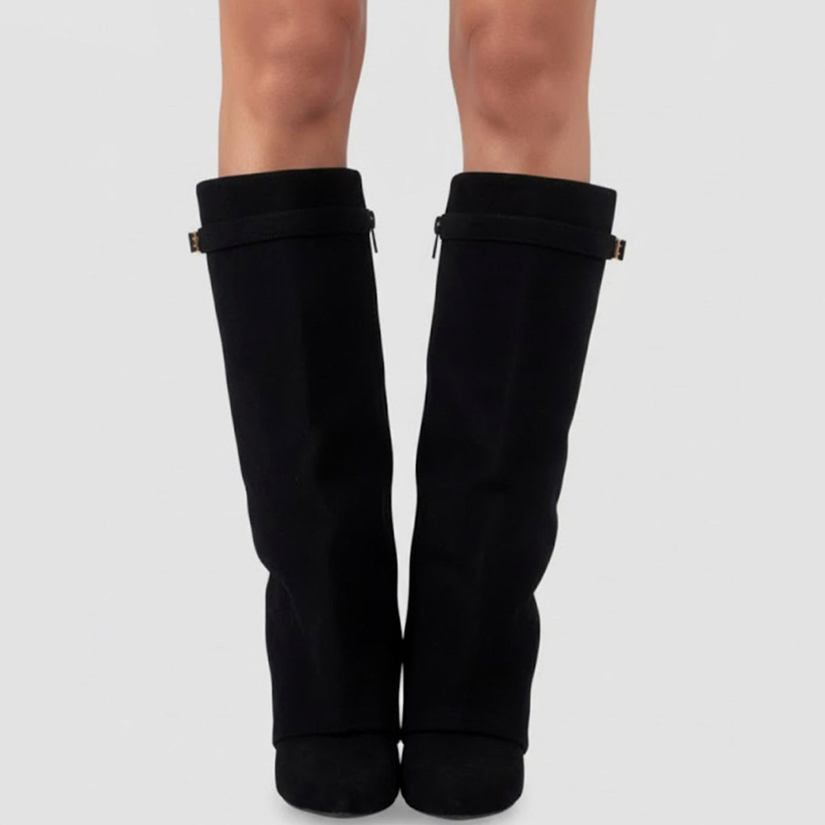 Pointed Toe Fold Over Knee High Boots