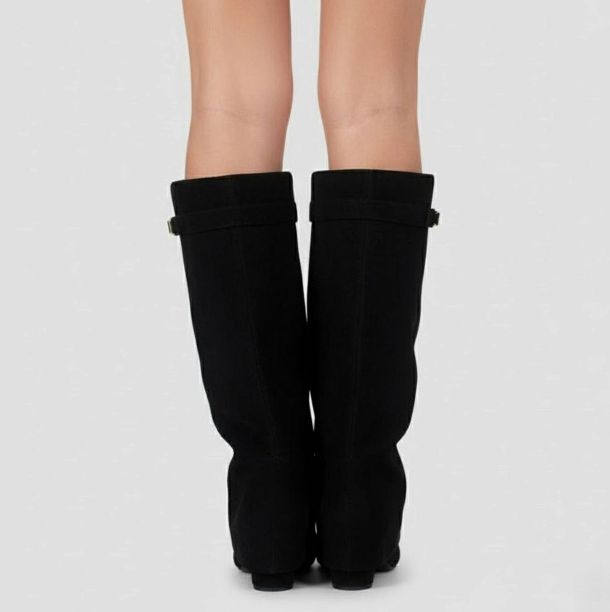 Pointed Toe Fold Over Knee High Boots